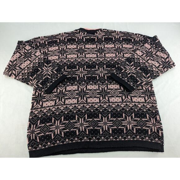 Vtg Gitano Plus Pink Black 44/24W Made in USA Geometric‎ Acrylic Sweater - Picture 11 of 11